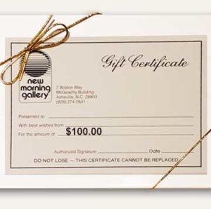 New Morning Gallery $100 Gift Certificate